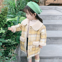 热卖女童秋冬装加绒毛呢外套儿童装洋气小女孩加厚宝宝中长款呢子大衣