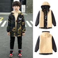 热卖儿童装男童冬装棉衣2019新款中大童男孩秋冬季迷彩外套加绒加厚潮