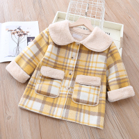 热卖网红女童外套秋冬2019新款韩版秋装女孩格子毛呢儿童加绒呢子大衣