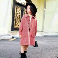 热卖女童加棉加厚呢子大衣2019新款秋冬装中大童中长款格子毛呢外套女