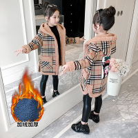 热卖女童呢子外套秋冬季4儿童5洋气6加绒7毛呢8岁女孩9加厚卡通呢大衣