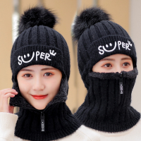 热卖帽子女冬天针织护耳毛线帽保暖加厚绒韩版潮百搭秋冬季骑车套头帽