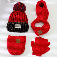 热卖秋冬儿童毛线帽子围巾包包手套四件套宝宝加绒三件套婴儿两件套潮