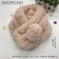 热卖真毛皮围巾獭兔毛三管大球纯色围脖女士冬季加厚户外百搭毛领暖