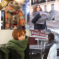 热卖新款双面格子围巾秋冬季加厚披肩保暖围巾防羊绒学生女士围巾韩国