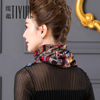 热卖羊毛围巾女冬季双面印花套头围脖保暖百搭韩版假领子高领针织脖套