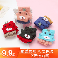 热卖宝宝手套冬季1岁2男女孩保暖3婴儿五指半指翻盖4儿童小孩婴幼儿