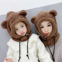 热卖帽子女冬珊瑚绒儿童护耳保暖加绒骑电动车防寒防风帽子口罩一体潮