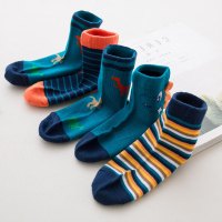 热卖男孩袜子中小童卡通恐龙精梳棉儿童纯棉袜子春秋全棉吸汗中筒袜