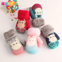 热卖儿童手套冬季加绒加厚保暖1-2-3岁宝宝手套男女童小孩带挂绳可爱