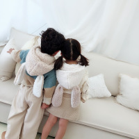 热卖秋冬男女宝宝羊羔绒长兔耳朵护耳帽围巾婴儿一体儿童保暖护耳帽子