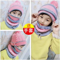热卖儿童帽子围巾套装冬季男童两件套手套口罩一体三件套保暖男孩子女