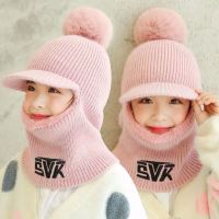 热卖儿童帽子秋冬女童加厚防风护耳围巾一体口罩毛线帽男童保暖针织帽