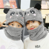 热卖儿童防风帽子女冬季保暖护耳亲子围脖加厚围巾口罩手套一体套头帽