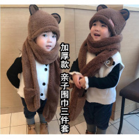 热卖男童一周岁圣诞节秋冬款宝宝儿童围巾帽子一体套装秋冬季加厚女孩