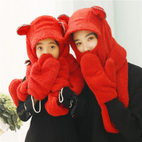 热卖儿童帽子女冬季韩国手套围巾口罩四件一体加厚可爱男童宝宝围脖帽