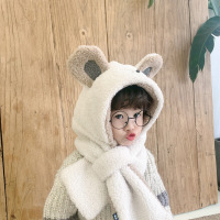 热卖儿童帽子秋冬季2-8岁宝宝护耳帽男女童保暖防风帽围巾围脖一体帽