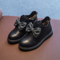 热卖女童皮鞋高跟秋冬季2019儿童短靴小女孩公主鞋子加绒真皮黑色靴子