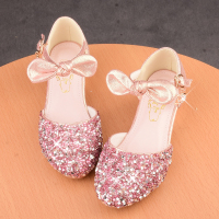 热卖女童高跟鞋小公主水晶鞋演出皮鞋儿童礼服鞋银色主持走秀中大童鞋