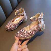 热卖2019秋季新款女童小高跟公主鞋单鞋儿童水晶鞋亮片水钻皮鞋表演鞋