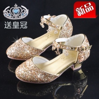 热卖儿童高跟鞋小女孩水晶公主洋气百搭单鞋韩版女童走秀演出表演皮鞋