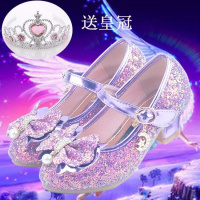 热卖女童单鞋春秋2019新款韩版百搭公主鞋防滑透气儿童高跟鞋粉色皮鞋