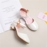 热卖女童高跟皮鞋学生舞台表演银色演出鞋儿童牛筋软底包头女孩公主鞋