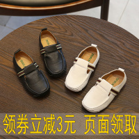 热卖男童真皮豆豆鞋2019韩版潮小童休闲英伦软底黑色一脚蹬儿童皮鞋
