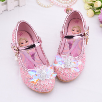 热卖新款儿童皮鞋爱莎公主鞋女童高跟鞋冰雪奇缘水晶鞋小女孩演出单鞋