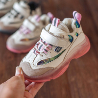 热卖2019秋冬新款男女童休闲运动鞋中大童鞋儿童防滑旅游鞋加绒二棉鞋