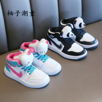 热卖儿童高帮二棉板鞋2019秋冬新款加绒熊猫卡通女童运动鞋休闲男棉鞋