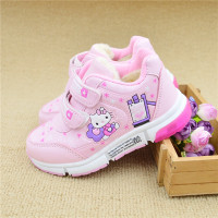 热卖秋冬软底加绒儿童棉鞋闪灯运动鞋女童防滑休闲鞋小学生2-5岁卡通