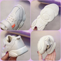 热卖儿童运动鞋学生网鞋软底小白鞋男童透气网面小熊鞋子女童休闲童鞋