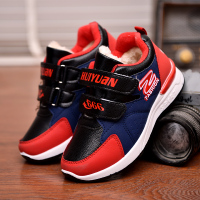 热卖秋冬儿童运动鞋男童女童中大童鞋加绒保暖皮面棉鞋学生休闲跑步鞋