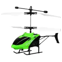 感应直升飞机无人机儿童玩具充电耐摔感应悬浮遥控小飞机室内玩具飞行器 绿色小飞机+遥控手柄