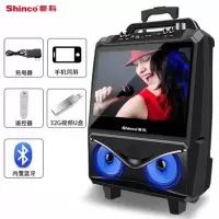 广场舞音响拉杆音箱户外蓝牙家用视频K歌带显示屏无线话筒手机同屏版+32G视频U盘