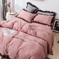 绘窝(HuiWo)家纺 韩版花边四件套 高端少女可爱公主风蕾丝刺绣被套床单床上用品