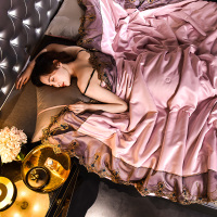 绘窝（HuiWo）家纺 欧式高端蕾丝花边夏被可水洗空调被亲肤天丝夏凉被