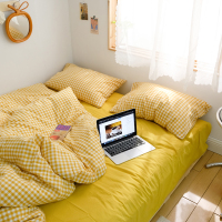 绘窝(HuiWo)家纺 日系少女风色织水洗棉四件套 1.5/1.8床全棉绗缝印花三/四件套纯棉被套床单枕套床上用品