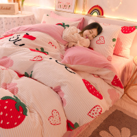 绘窝（HuiWo）家纺 印花魔法绒水晶绒四件套 法兰绒四件套