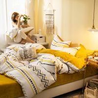 绘窝(HuiWo)家纺 法兰绒四件套棉加绒水晶绒四件套雪花绒 加厚金貂绒四件套牛奶绒法兰绒双面法莱被套床单床上用品