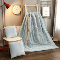 绘窝（HuiWo）家纺 水晶绒纯色简约抱枕被 加厚多功能抱枕被子两用车载靠垫办公室靠背折叠汽车午睡空调被儿童学生沙发靠