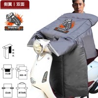 冬季电动车挡风被踏板摩托车大电瓶车防风罩加厚加绒保暖防水连体 侧翼〡双面-摩托灰