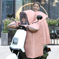 电动摩托车挡风被冬季加绒加厚电瓶电车防风防寒罩防水双面秋冬天 围脖升级侧翼加绒粉-好运兔