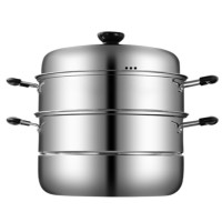 苏德乐28cm不锈钢蒸锅三层多3层蒸馒头的蒸笼加厚1二2层家用煤气灶用电磁炉通用