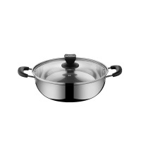 苏德乐加厚不锈钢火锅锅煮面锅煲汤锅具韩式家用多功能煤气炉电磁炉通用 32cm火锅