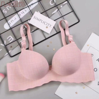 新款都市丽人同款一片式无痕无钢圈美背内衣女士套装胸罩加厚聚拢文胸