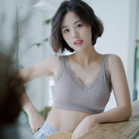 蕾丝吊带美1/2件学生韩版背心聚拢无运动抹胸钢圈薄款文胸内衣女