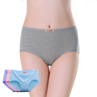3条装 内裤女士纯棉中腰加大码全棉质面料舒适妈妈三角裤衩