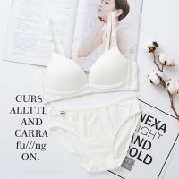 夏季薄款纯棉质白色内衣套装女发育期学生少女小胸无钢圈聚拢文胸